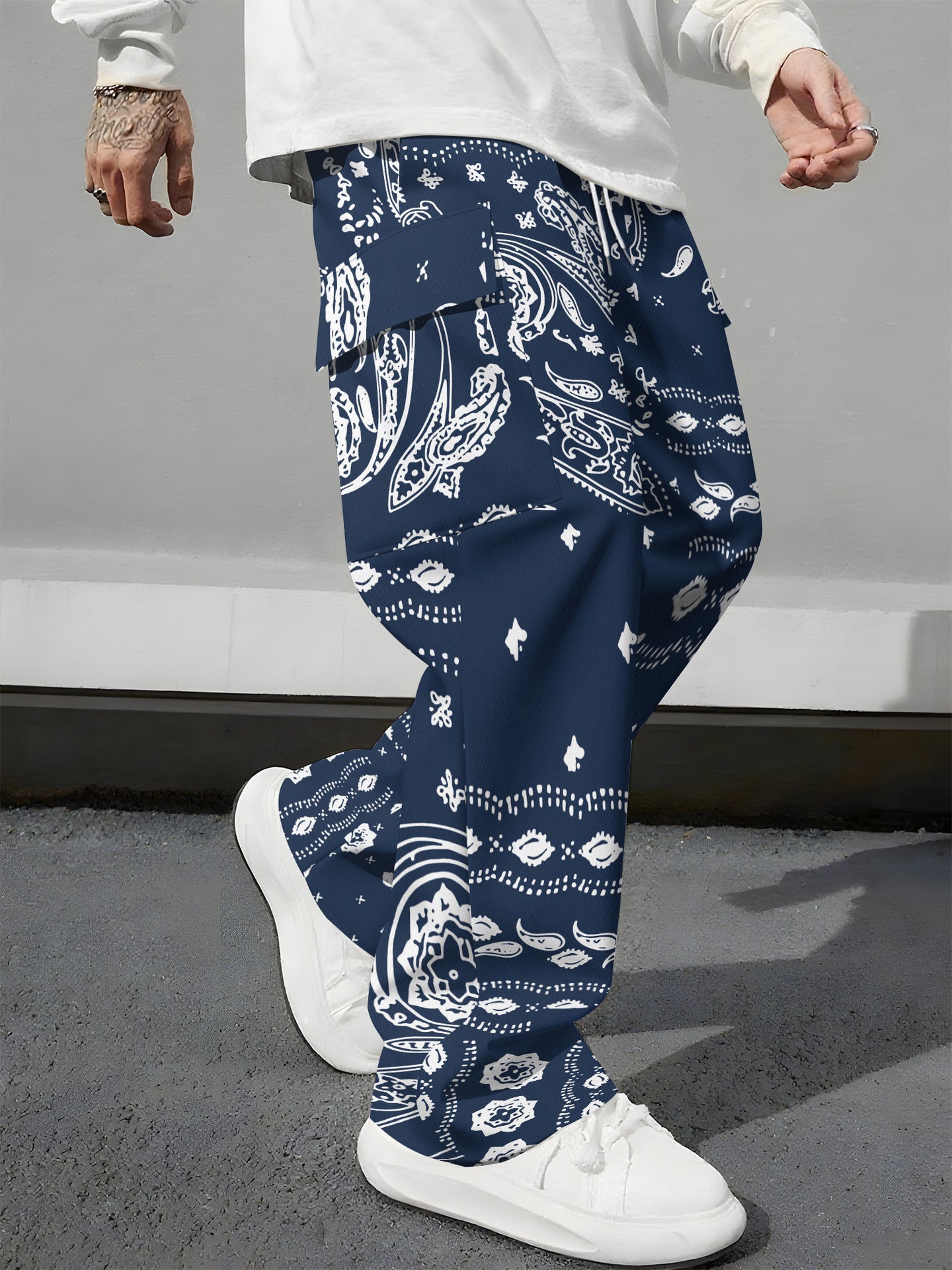 Pink Camo Cargo Pants Printed Design Trendy Casual Loose-Fit Versatile And Breathable Trousers