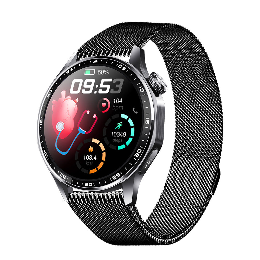 Montre F210 avec bracelet Milanais en métal noir élégant et ajustable.