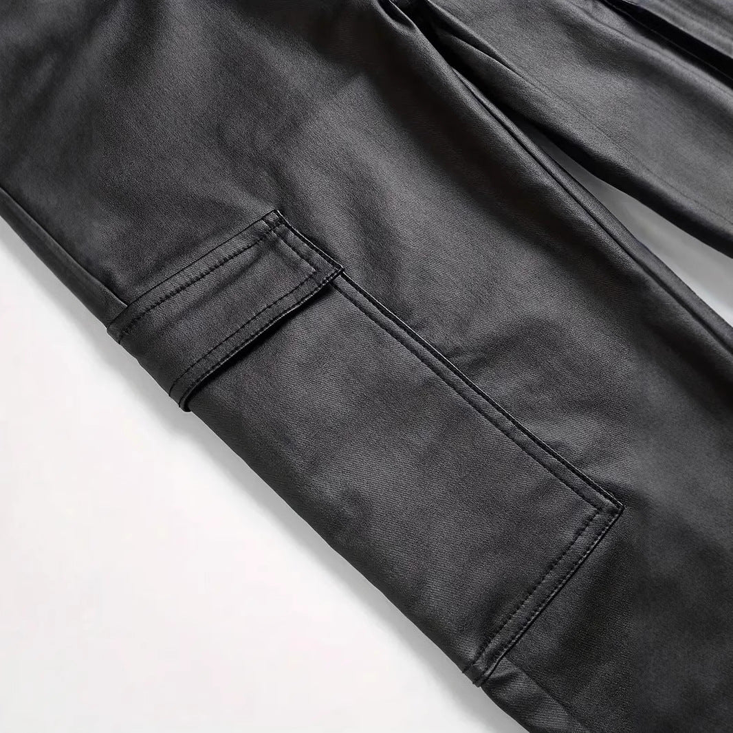 Mens Windproof PU Pants For Motorcycle And Outdoor Riding