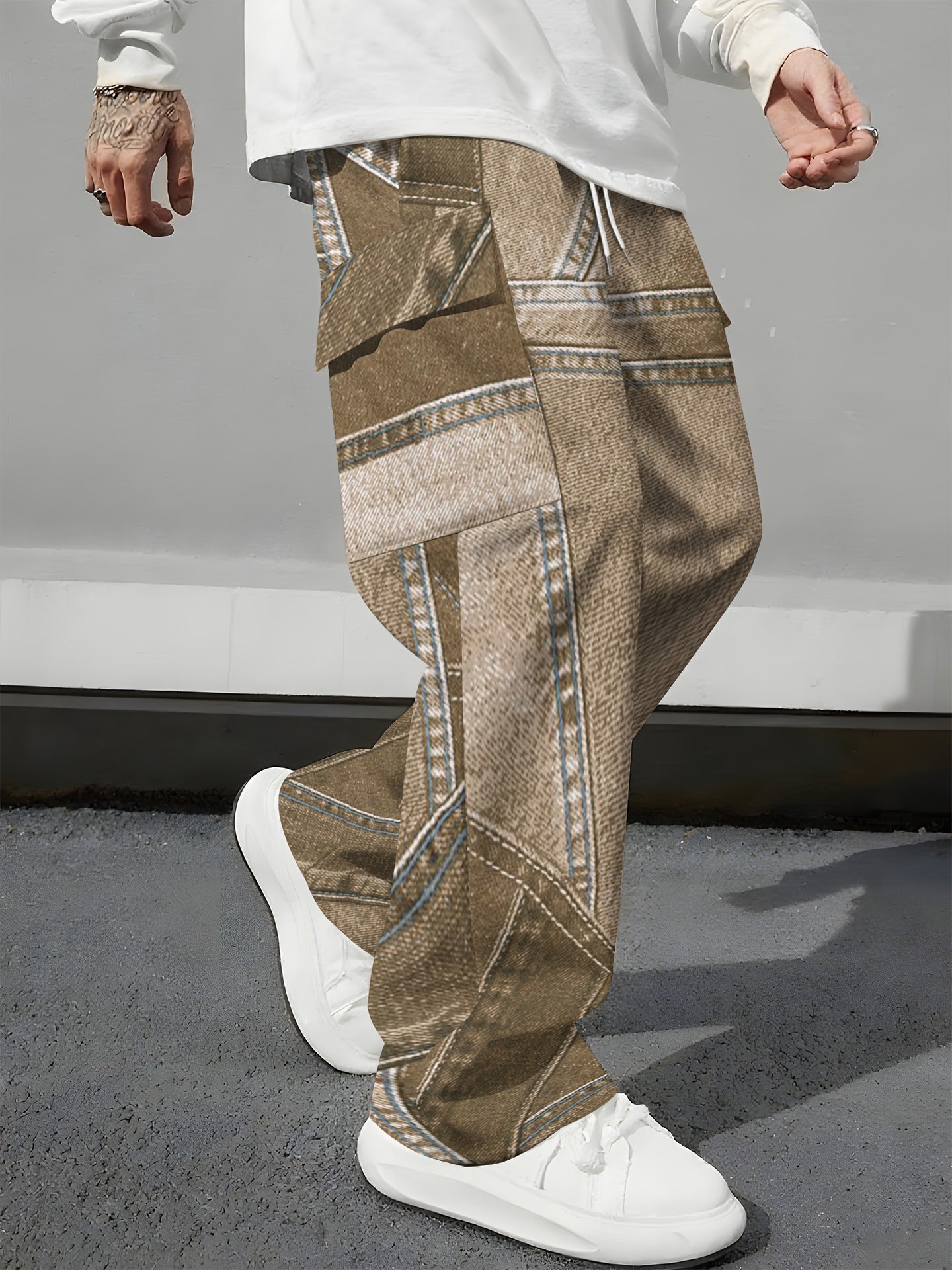 Pink Camo Cargo Pants Printed Design Trendy Casual Loose-Fit Versatile And Breathable Trousers