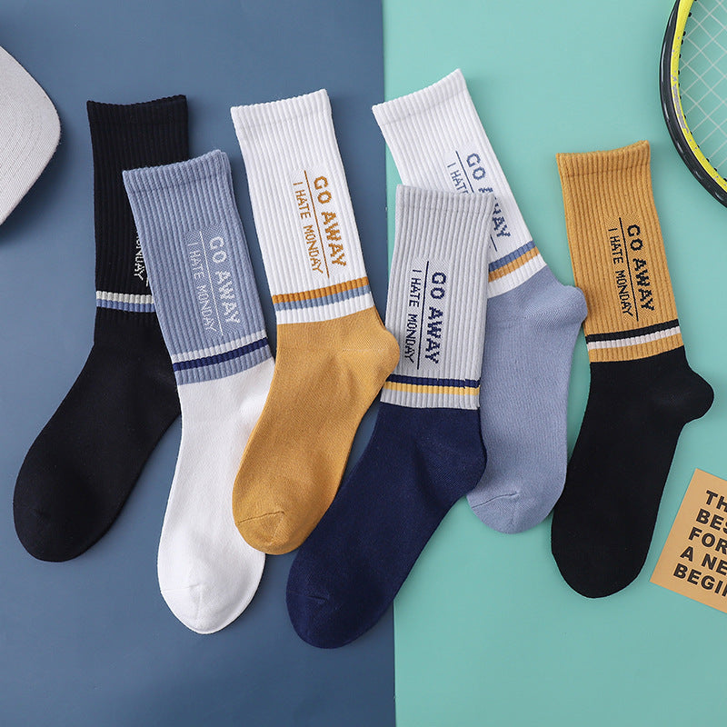 Mens Mid-calf Socks Breathable Sweat-absorbing