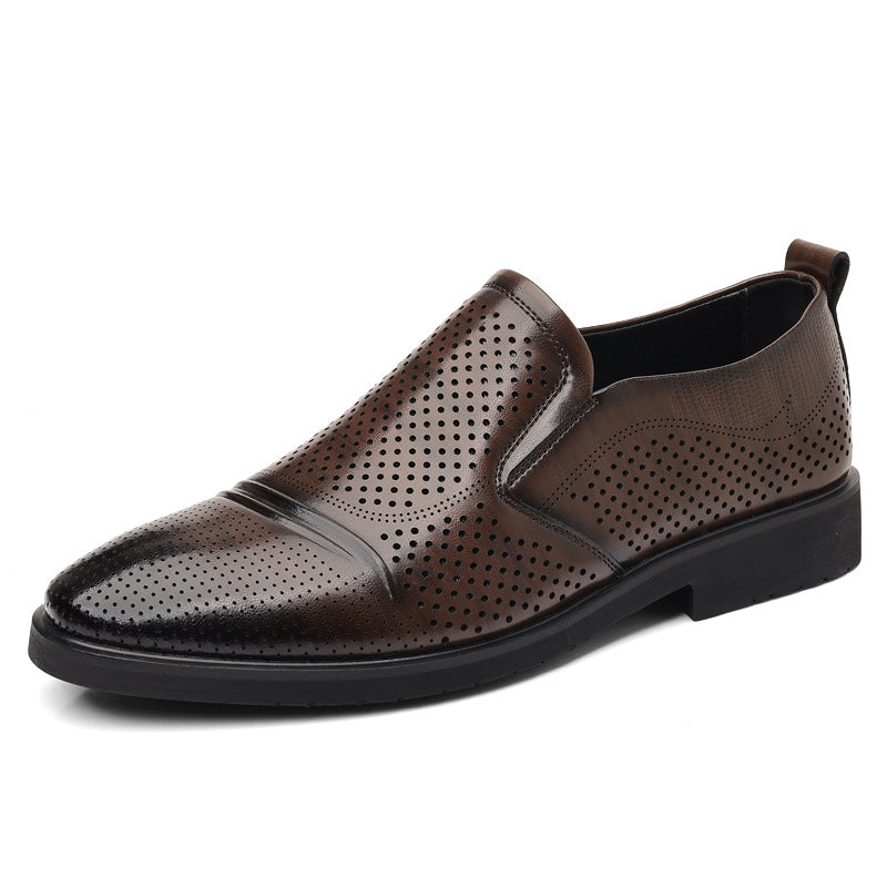 Mens Plus-Size Vintage Business Slip-On Leather Shoes