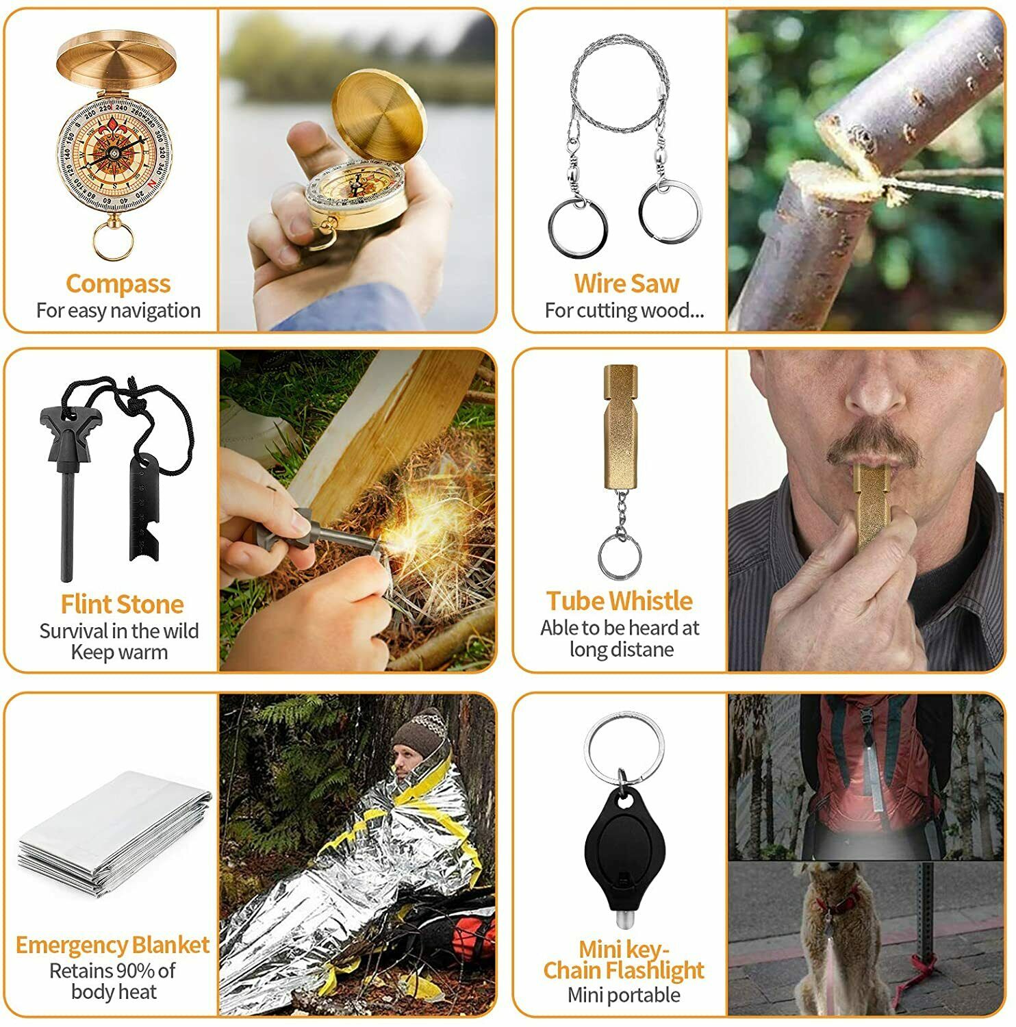 Trousse de Survie d'Urgence 14-en-1 – Kit Tactique Complet avec Boîtier Antichoc