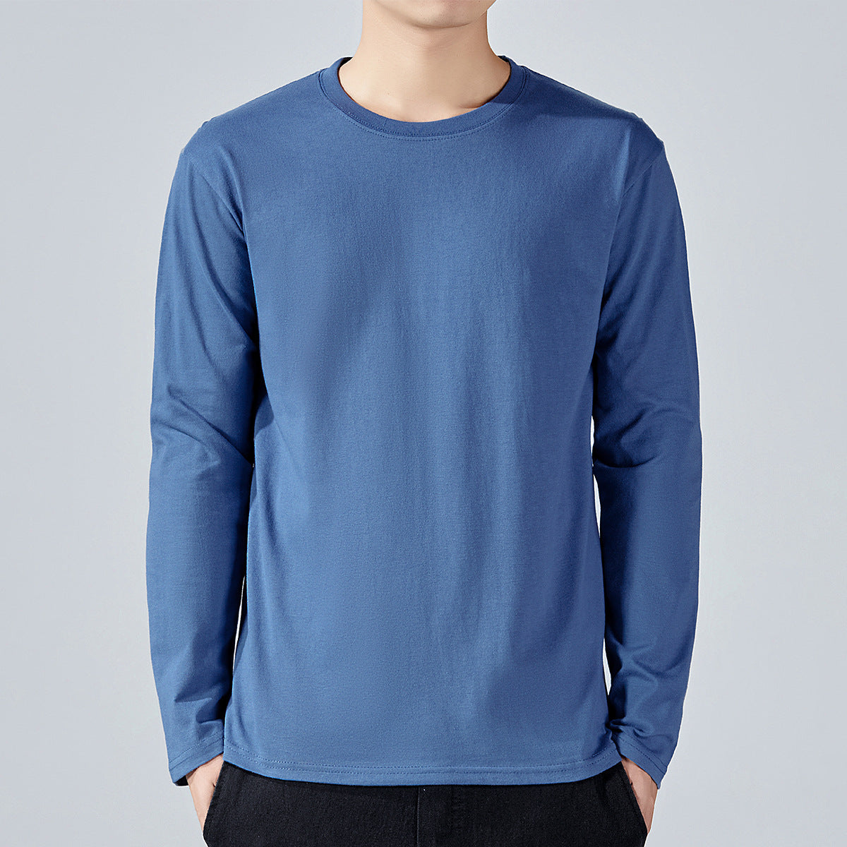 Mens Long sleeve Solid colorCotton T-shirt