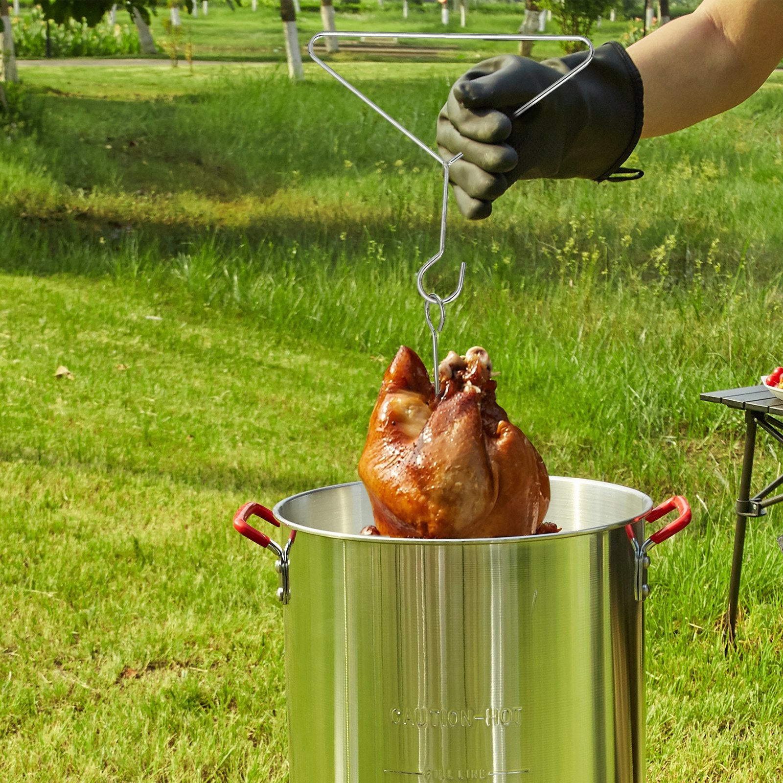 Chicken and Turkey Deep Fryer, Outdoor Aluminum Seafood Frying Pot, 54,000 BTU Burner Propane Gas Boiler