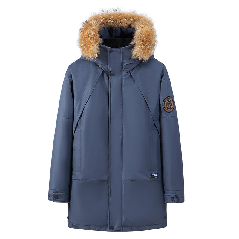 Manteau pour homme mi-longue épaisse en duvet de canard blanc