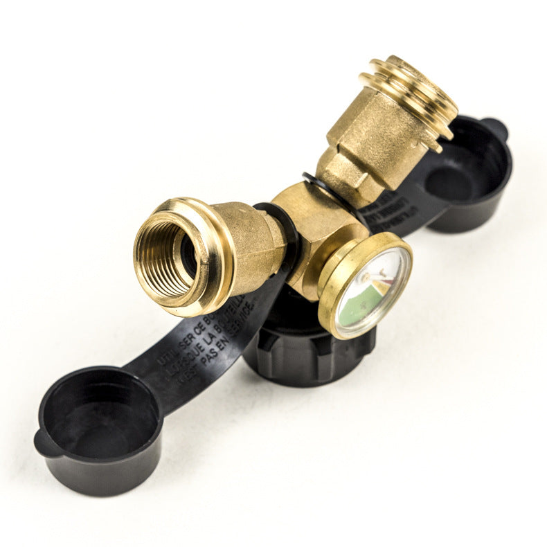 Propane Y-type QCC With Meter Quick Connector Pressure Gauge Body Tee Brass