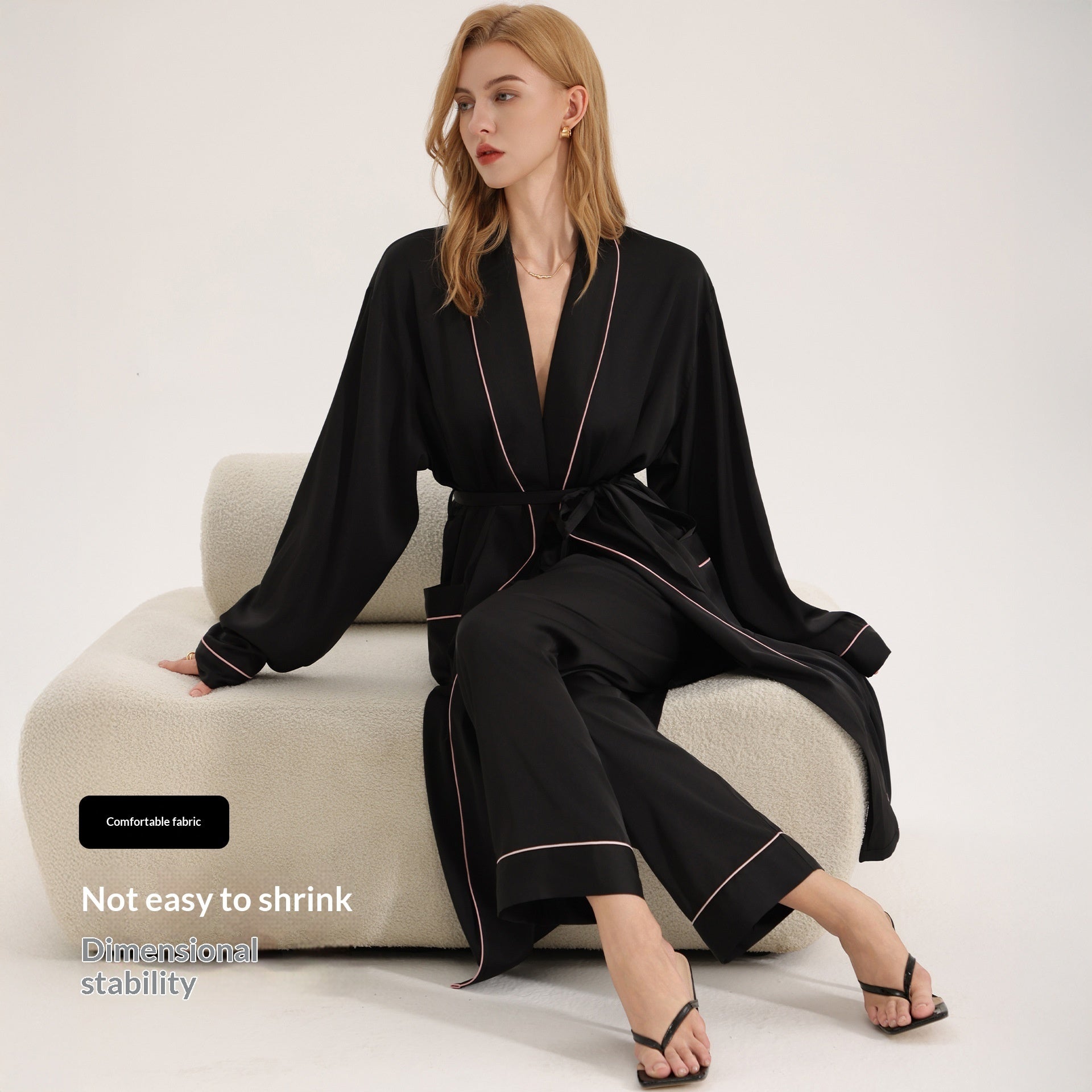 Women Spring Summer High-End Loungewear Long-Sleeve Robe