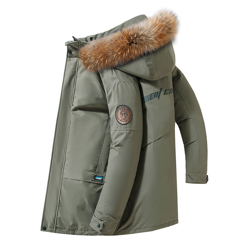 Manteau pour homme mi-longue épaisse en duvet de canard blanc