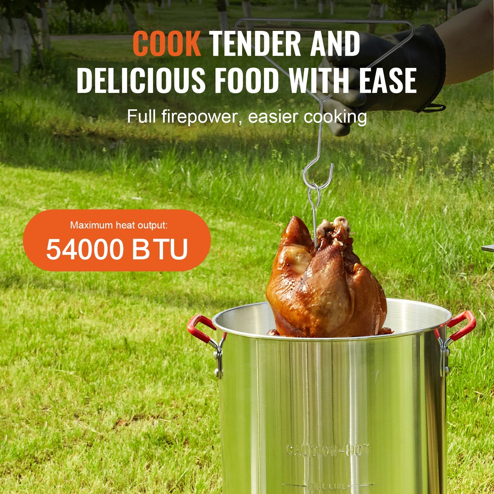 Chicken and Turkey Deep Fryer, Outdoor Aluminum Seafood Frying Pot, 54,000 BTU Burner Propane Gas Boiler