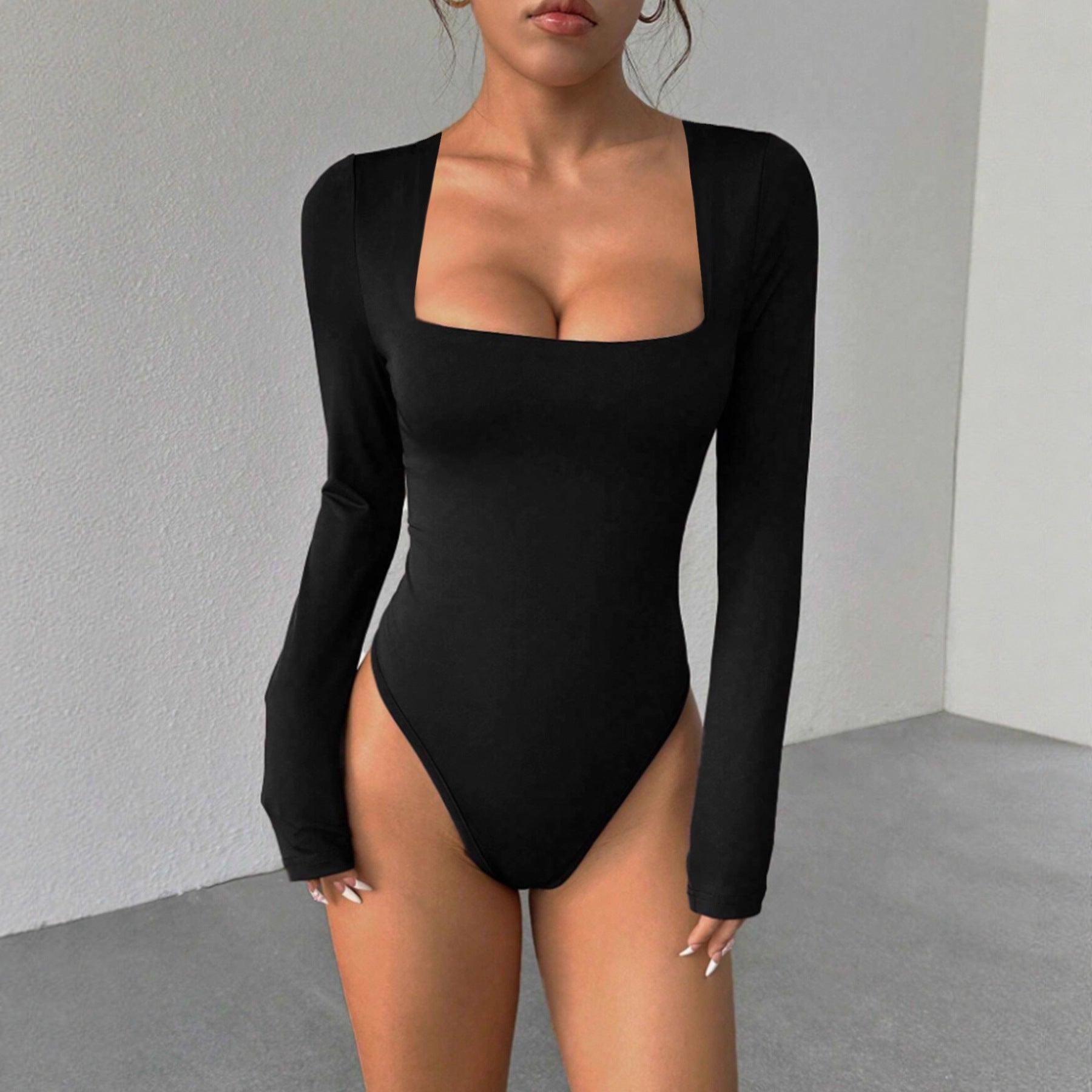 Sexy And Chic Square-neck Top For Fall And Winter