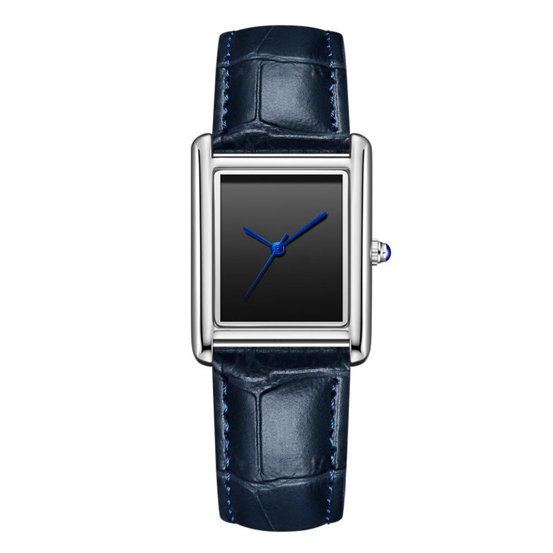 Couple Leather Watch Strap Simple Square Student's Watch Waterproof
