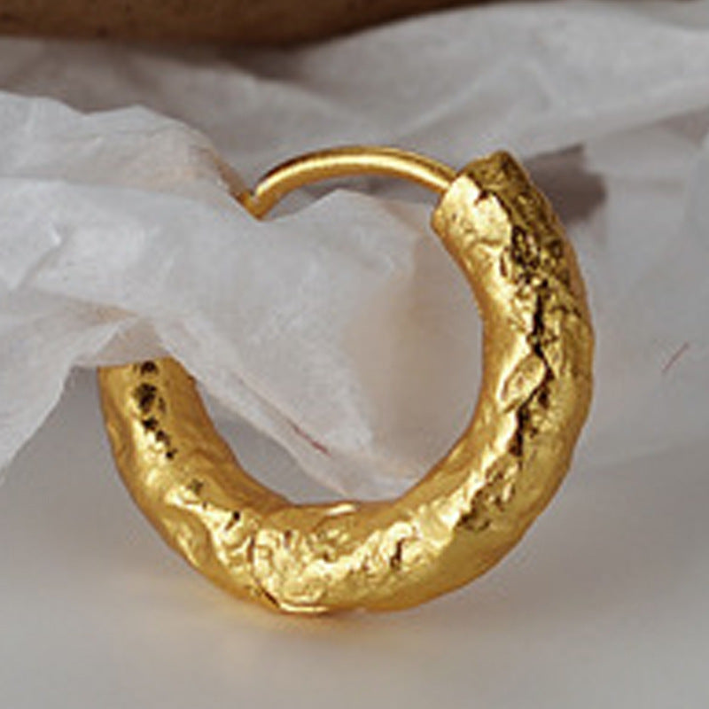 S925 Sterling Silver Crinkled-Texture Ear Clips For Women