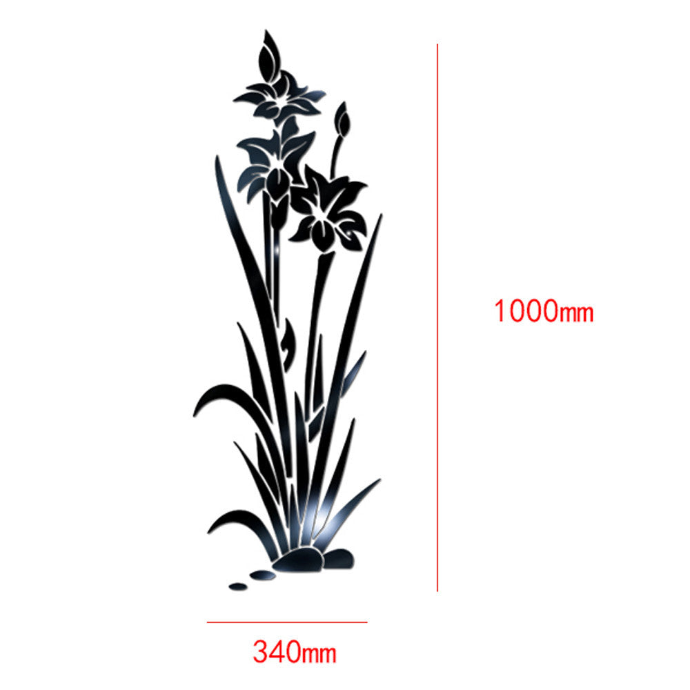 Miroir mural 3D autocollant en acrylique en forme de fleur ou de plante