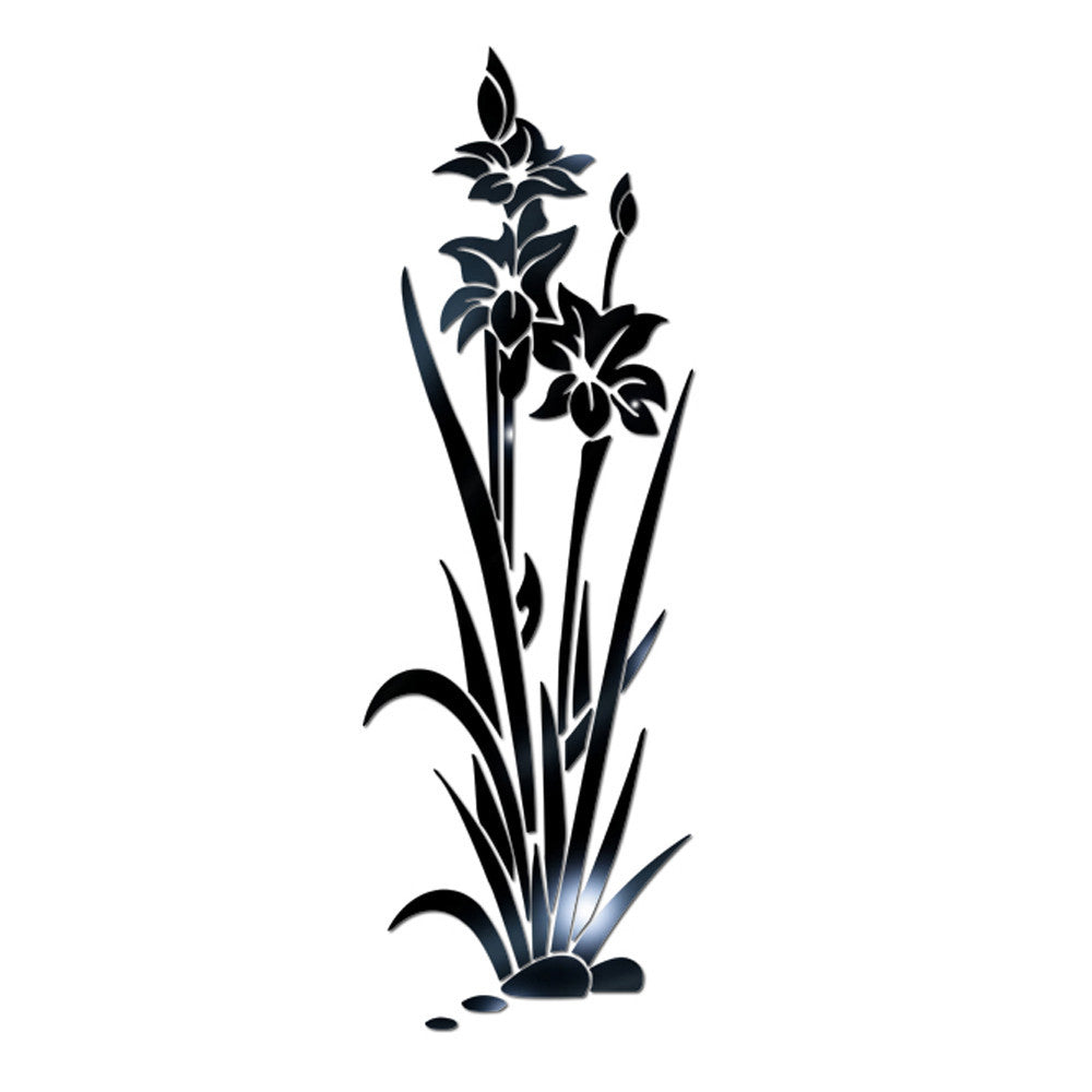 Miroir mural 3D autocollant en acrylique en forme de fleur ou de plante
