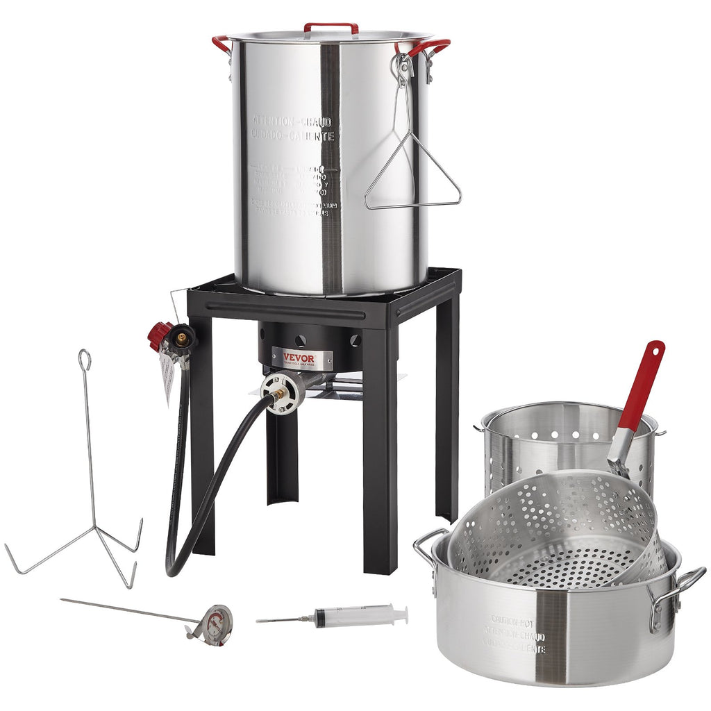 Chicken and Turkey Deep Fryer, Outdoor Aluminum Seafood Frying Pot, 54,000 BTU Burner Propane Gas Boiler